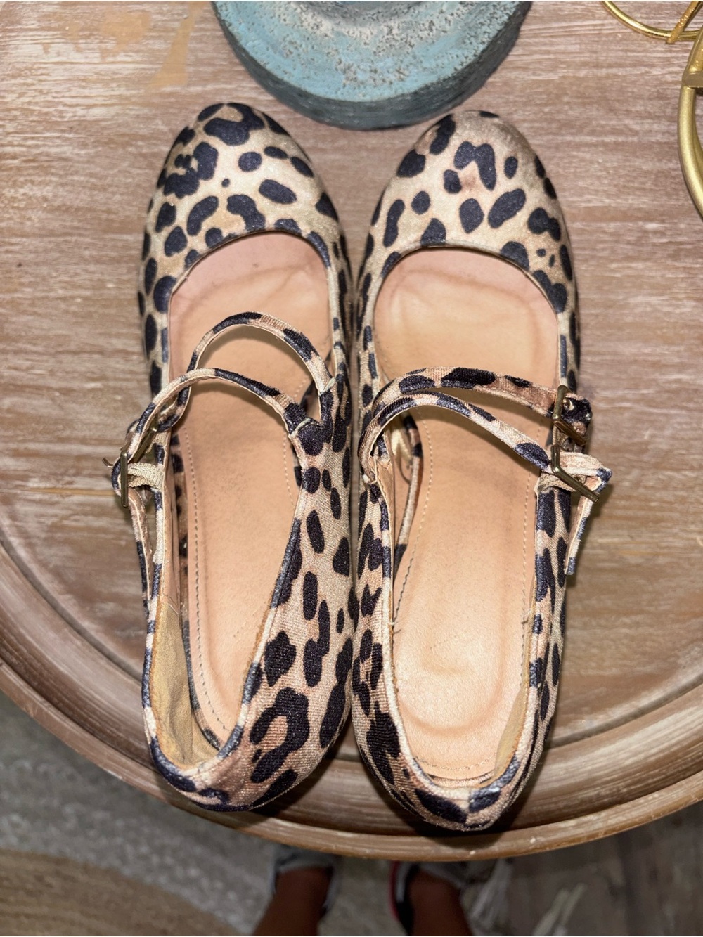 Report Leopard-Print Double-Strap Mary Jane Heels in Tan and Black Size 9 - Picture 3 of 5
